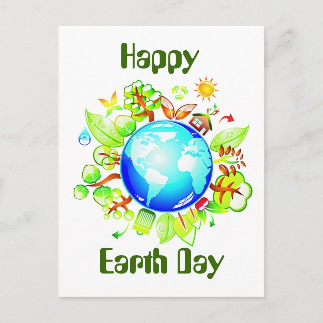 Green Earth Eco Friendly for Earth Day Postcard (Front)