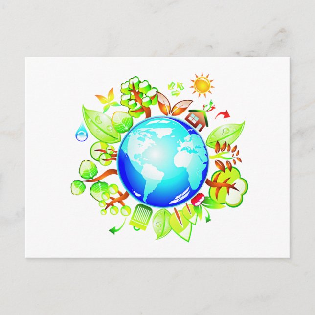Green Earth Eco Friendly for Earth Day Postcard (Front)