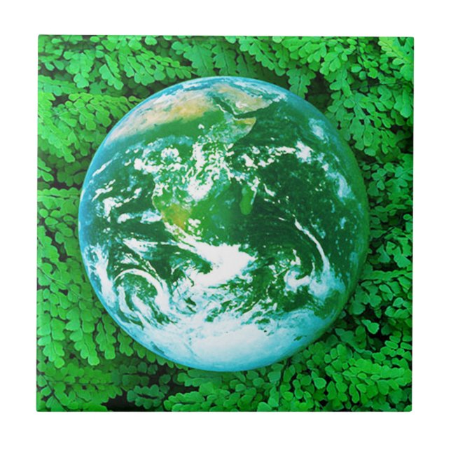 Green Earth, Ecological Awareness Ceramic Tile (Front)