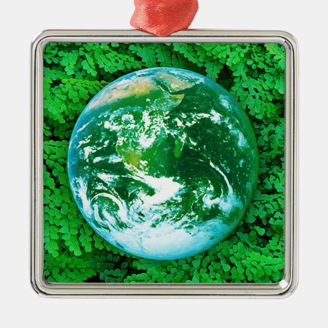 Green Earth - ecological awareness Metal Ornament (Front)