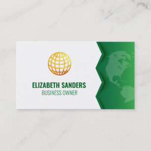 Green Earth Map of the World Executive Business Card
