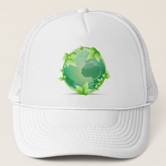 Green Earth Recycle Symbol Trucker Hat (Front)