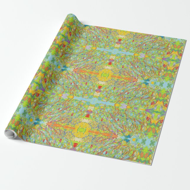Green East Indian style with abstract art Wrapping Paper (Unrolled)
