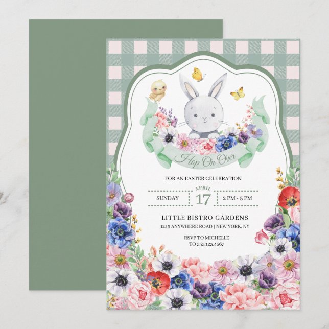 Green Easter Bunny Spring Easter Egg Hunt Invitation (Front/Back)