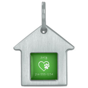 Green Eat Play Love Custom Dog Name ID Tag