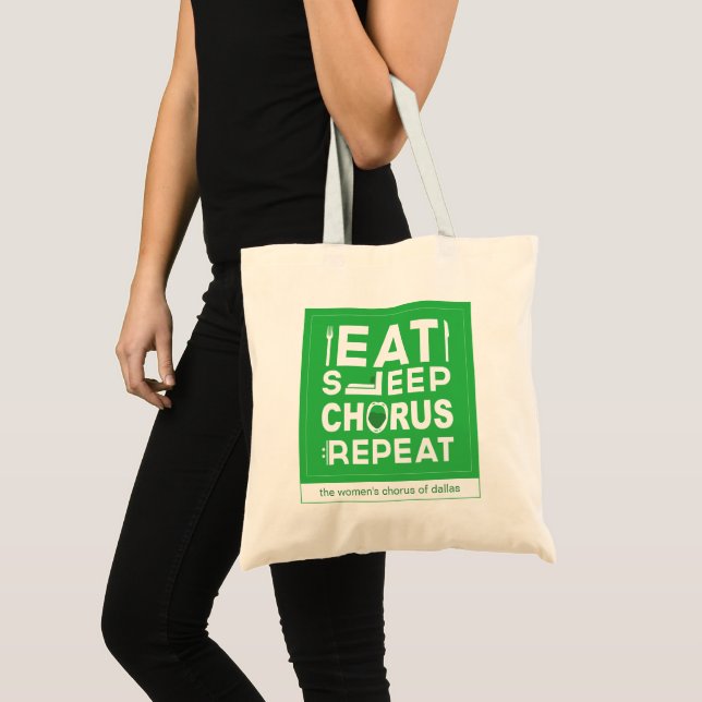 Green Eat Sleep Chorus Repeat Block Tote Bag (Front (Product))