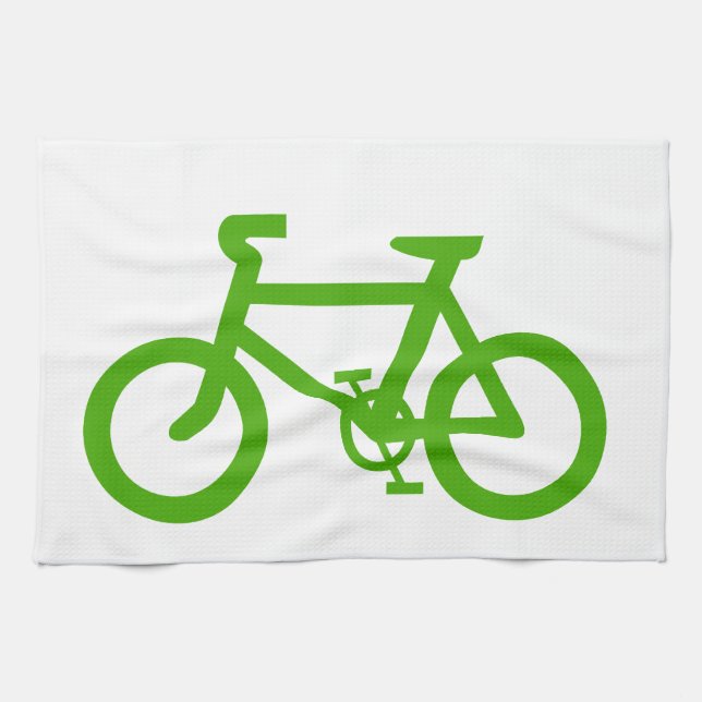 Green Eco Bicycle Tea Towel (Horizontal)