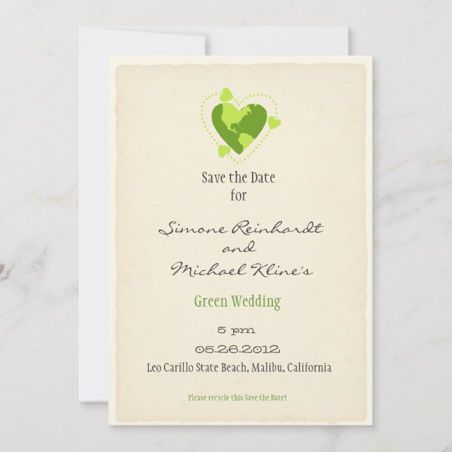 Green Eco Friendly Save the Date (Front)
