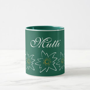 Green Edelweiss Flower Mug