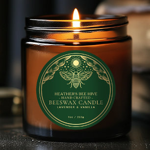 Green Editable Witchy Tarot Honeybee Candle Label