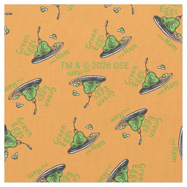 Green Eggs and Ham Pattern Fabric (Close Up)