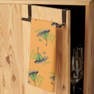 Green Eggs and Ham Pattern Tea Towel