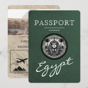 Green Egypt Passport Wedding Invitation