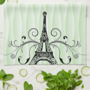 Green Eiffel Towel Flourish Kitchen Towel
