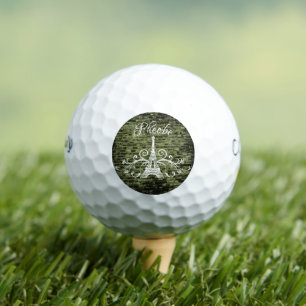 Green Eiffel Tower Grunge Golf Balls