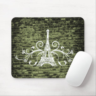 Green Eiffel Tower Grunge Mouse Pad