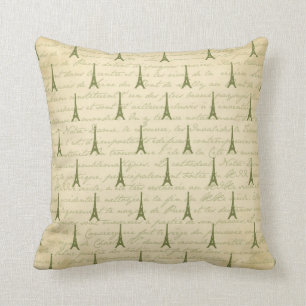 Green Eiffel Tower Paris Throw Pillow