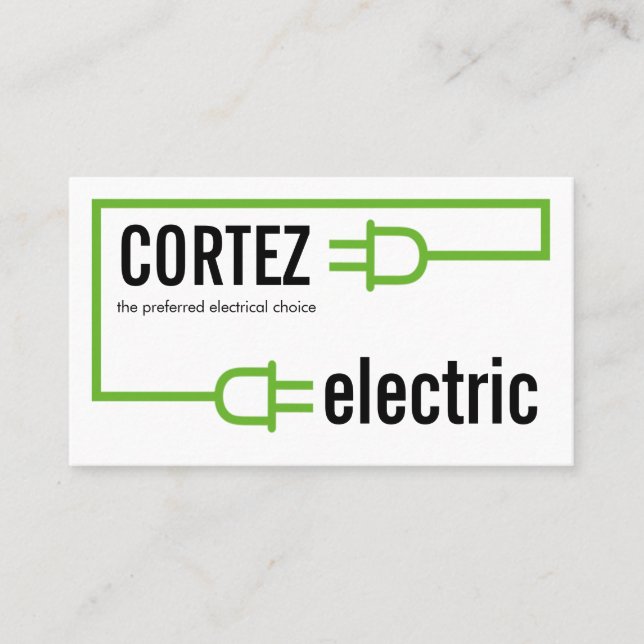 Green Electric Bulb Plug Circuit Business Card (Front)