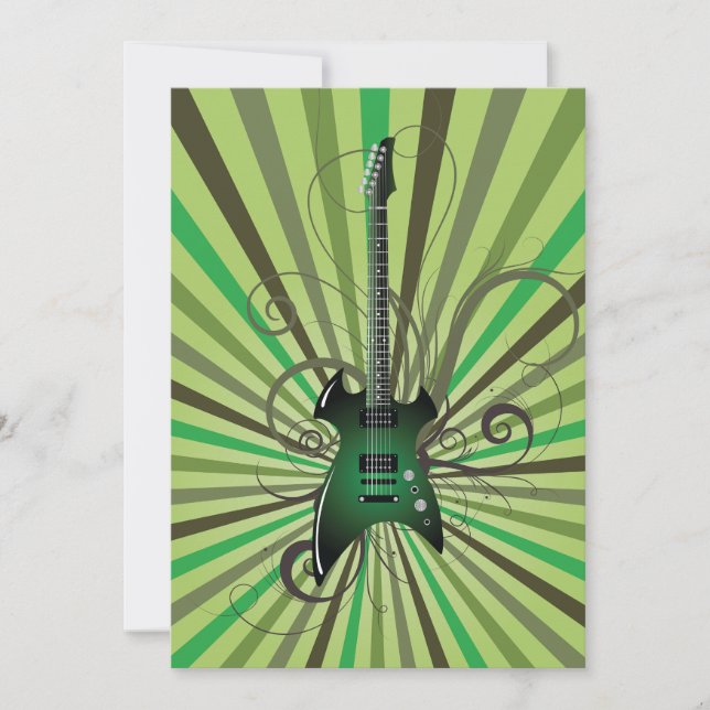 Green Electric Guitar Invitation (Front)