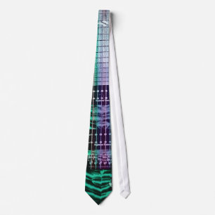 Green Electric Guitar with Rainbow Neck Music Tie