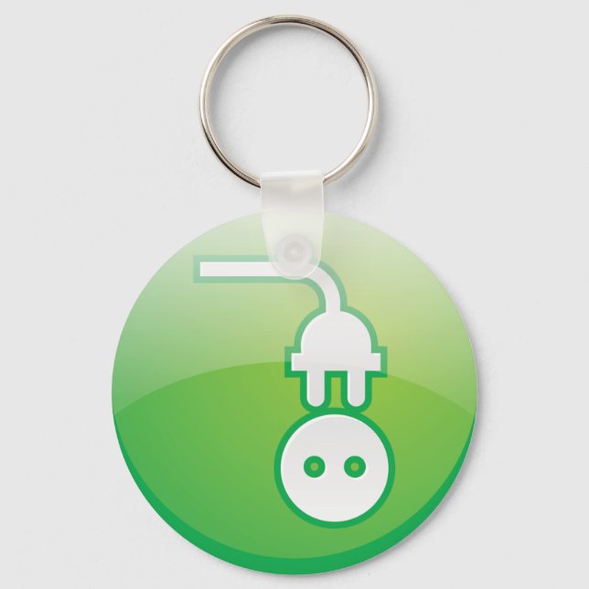 Green Electrical Plug Icon Key Ring (Front)