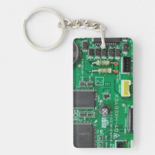 green electronic circuit board computer pattern key ring