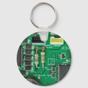 green electronic circuit board computer pattern key ring