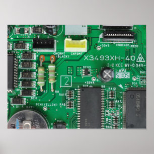 green electronic circuit board computer pattern poster