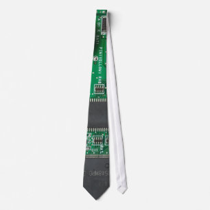 green electronic circuit board computer pattern tie