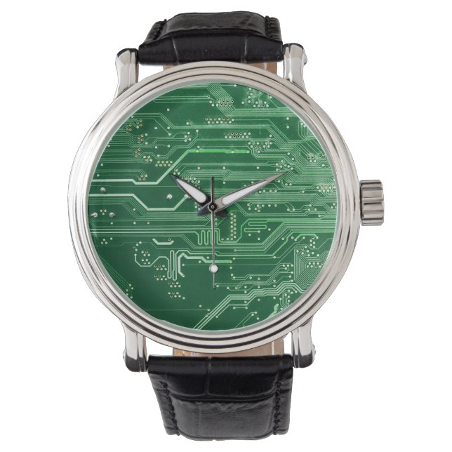 green electronic circuit board computer pattern watch (Front)