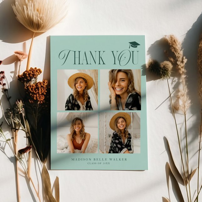 Green Elegance Graduation Thank You Photo Collage (Creator Uploaded)