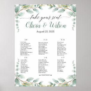 Green Elegant Alphabet Wedding Seating Chart