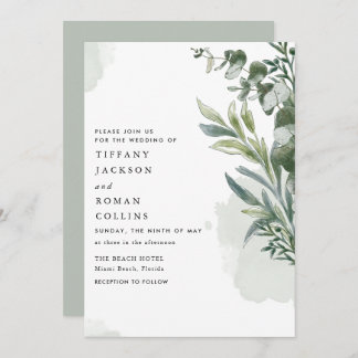 Green Elegant Botanical Wedding Save The Date