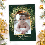 Green Elegant Christmas 1 Photo Botanical Modern Holiday Card<br><div class="desc">This unique Green Elegant Christmas 1 Photo Botanical Modern Holiday card showcases the beauty of holiday greenery in a trendy and luxurious way. The intricate botanical accents add a refreshing twist, transforming your cherished family photo into a glamourous centerpiece. The rich green hue sets a festive tone, ensuring your holiday...</div>