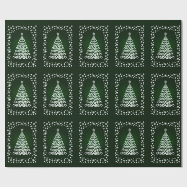 Green Elegant Christmas Tree Wrapping Paper (Flat)