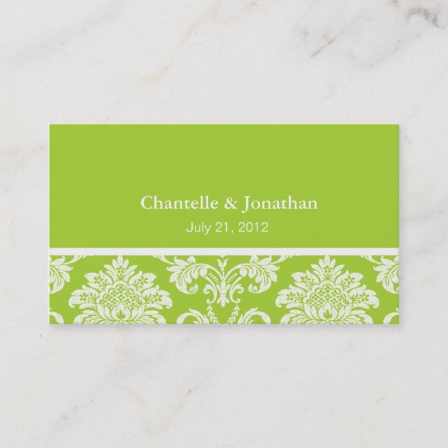 Green Elegant Damask Business Card (Front)