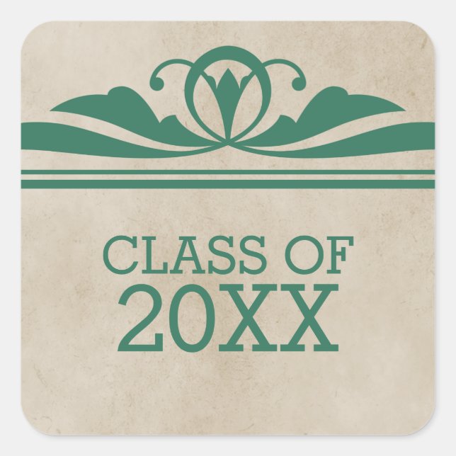 Green Elegant Deco Graduation Stickers (Front)