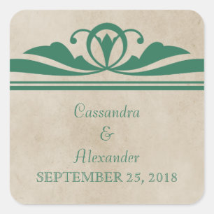 Green Elegant Deco Wedding Stickers