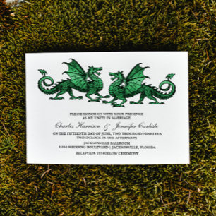 Green Elegant Dragon Wedding Invite