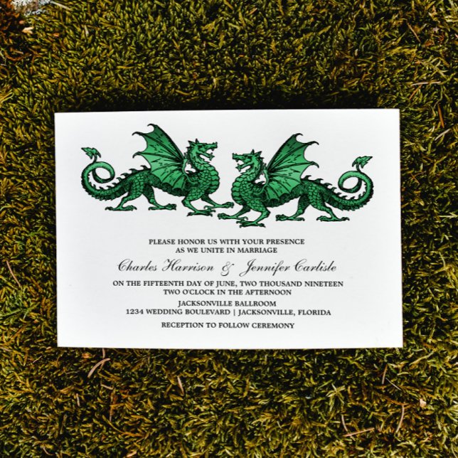 Green Elegant Dragon Wedding Invite (Green Elegant Dragons Wedding Invite)