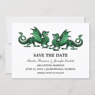 Green Elegant Dragons Save the Date Invite
