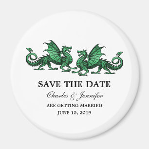 Green Elegant Dragons Save the Date Magnet