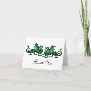 Green Elegant Dragons Thank You Card