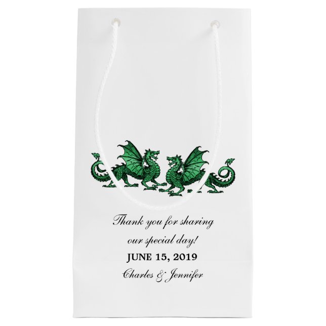 Green Elegant Dragons Wedding Gift Bag (Front)