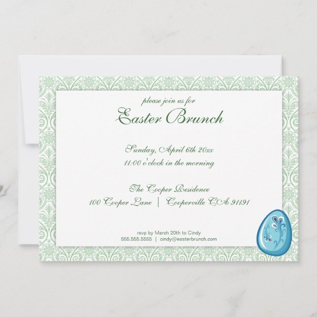 Green Elegant Easter Brunch Invitation (Front)