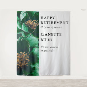 Green Elegant Floral Retirement Party Backdrop Tapestry