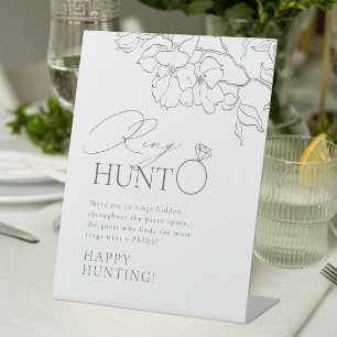 Green elegant floral ring hunt bridal shower game pedestal sign