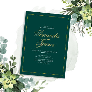 Green Elegant Frame Wedding Invitation