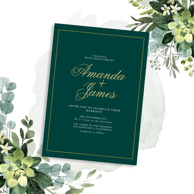Green Elegant Frame Wedding Invitation (Creator Uploaded)