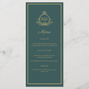Green Elegant Golden Calligraphy Wedding Menu